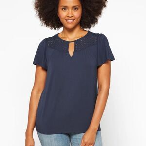 PAPERMOON
Channing Short Sleeve Knit Top‎ Navy 2X Stitch Fix Nwt